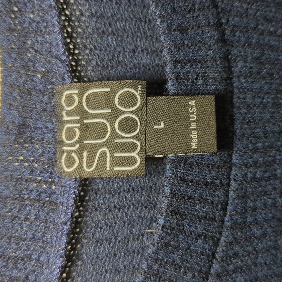 Clara Sunwoo Sweater Tunic Blue Round Neck Envelope Hem Waffle Knit Women's L - Picture 3 of 6